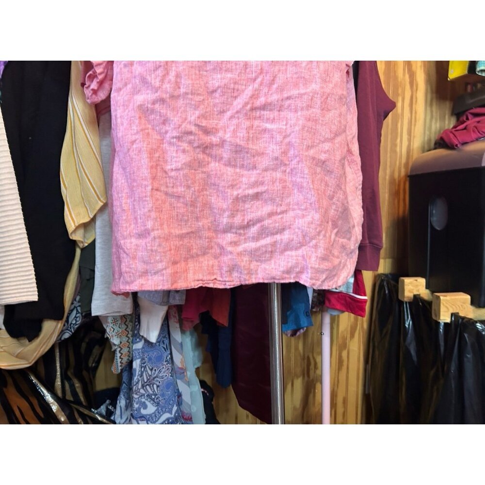 Tahari 100% Linen Red Boxy Blouse Short Sleeve Top Women 3X Plus‎ Beach - Picture 2 of 7